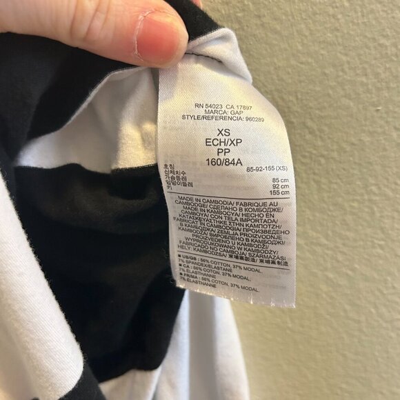 Gap Rugby Short Sleeve Maxi Dress Size XS Black White Striped Teacher Modest - Picture 7 of 9